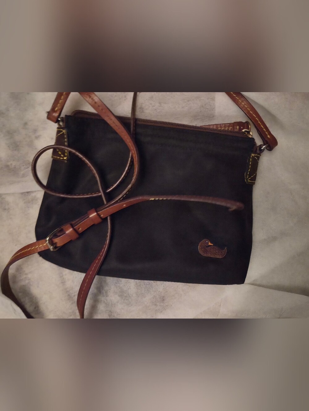 Dooney & Bourke  Crossbody Nylon Bag with Brown Trim Black